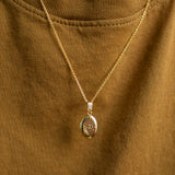 Vintage Moon Sun Evil Eyes Oval Locket Necklace Stainless Steel Choker