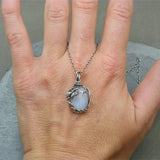 Vintage Moonstone Drop Necklace Bohemian Leaf Pendant Jewelry
