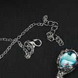 Vintage Moonstone Pendant Necklace Silver Chain Statement Necklace