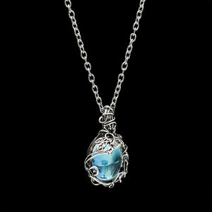 Vintage Moonstone Pendant Necklace Silver Chain Statement Necklace