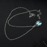 Vintage Moonstone Pendant Necklace Silver Chain Statement Necklace