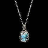 Vintage Moonstone Pendant Necklace Silver Chain Statement Necklace