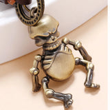 Vintage Bronze Skeleton Keychain Bag Key Ring Pendant Halloween Male Gift