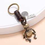 Vintage Bronze Skeleton Keychain Bag Key Ring Pendant Halloween Male Gift