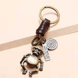 Vintage Bronze Skeleton Keychain Bag Key Ring Pendant Halloween Male Gift