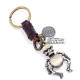 Vintage Bronze Skeleton Keychain Bag Key Ring Pendant Halloween Male Gift