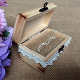 Vintage Mr & Mrs Wooden Ring Box with Cotton Lace Ring Holder
