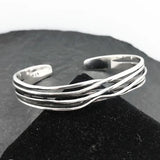Vintage Multi-Layer Wave Open Silver Bangles