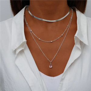 Layered Coin Moon Hamsa Hand Chain Necklaces for Women