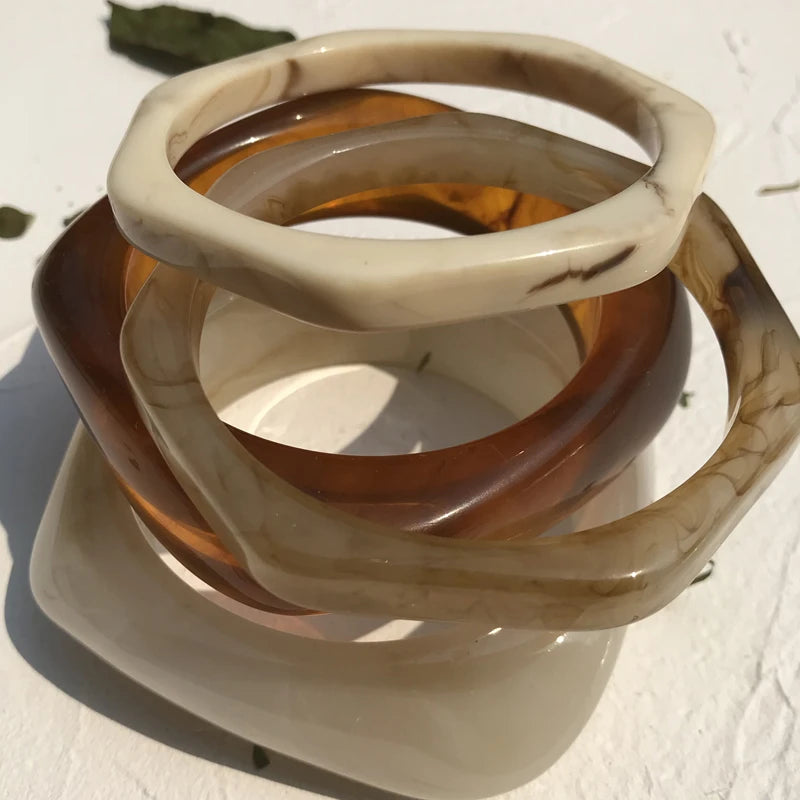 Vintage Resin Acrylic Bangle Bracelet Women Jewelry