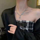 Vintage Crystal Bear Pendant Necklace For Women Silver Punk Long Necklaces