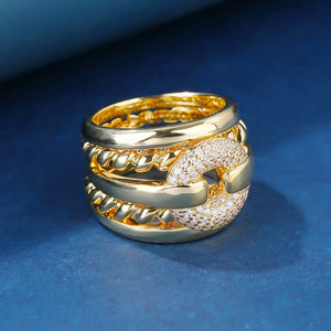 Vintage Multilayer Cubic Zirconia Rings Women Jewelry