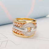 Vintage Multilayer Cubic Zirconia Rings Women Jewelry
