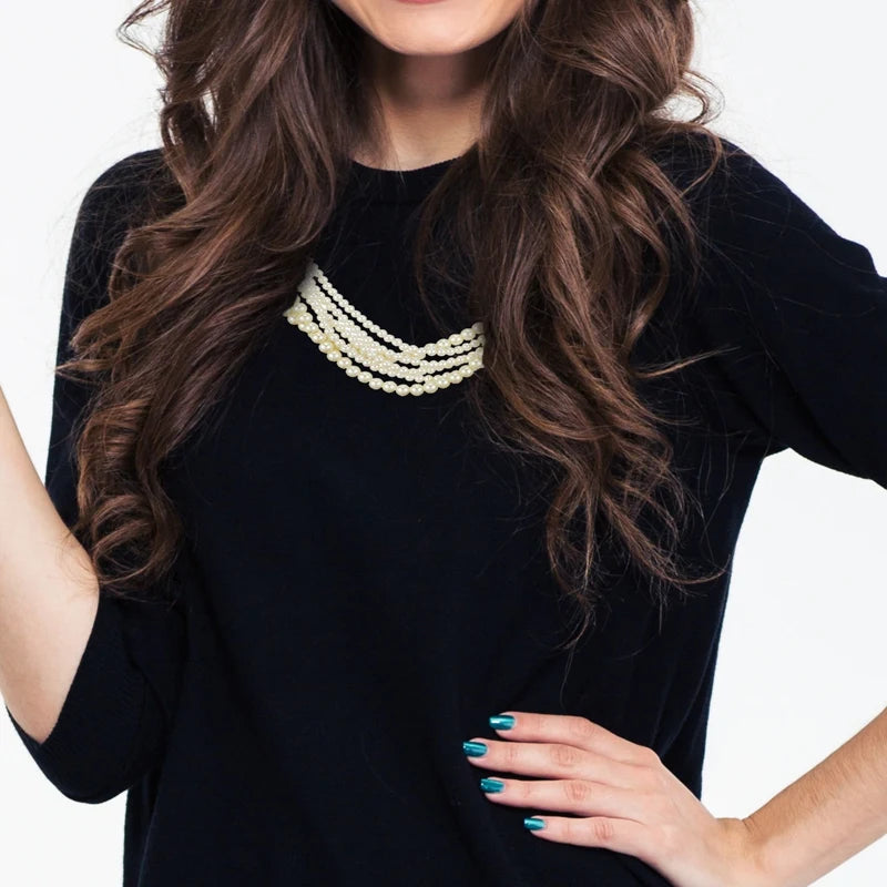 Vintage Multilayer Pearl Choker Necklace Sweet Wedding Jewelry