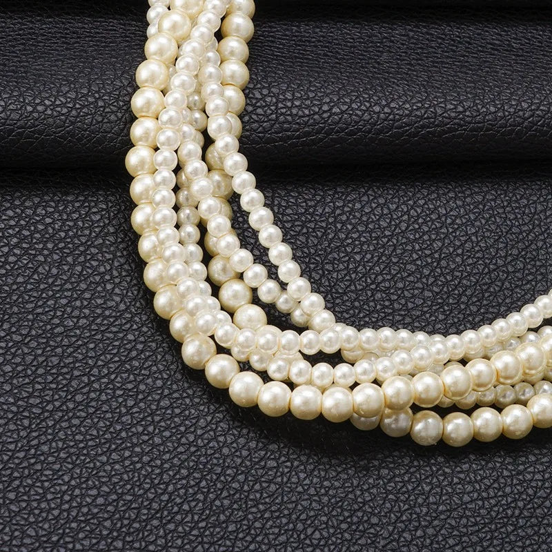 Vintage Multilayer Pearl Choker Necklace Sweet Wedding Jewelry