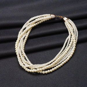 Vintage Multilayer Pearl Choker Necklace Sweet Wedding Jewelry