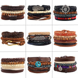 Vintage Multilayer Leather Bracelet Wood Beaded Charm Bracelets