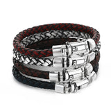 Vintage Leather Bracelet Men Stainless Steel Buddha Wrap