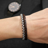 Vintage Leather Bracelet Men Stainless Steel Buddha Wrap