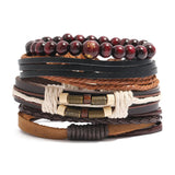 Vintage Multilayer Leather Braid Bracelets For Men