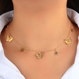 Vintage Butterfly Necklace Multilayer Pendant