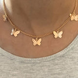 Vintage Butterfly Necklace Multilayer Pendant
