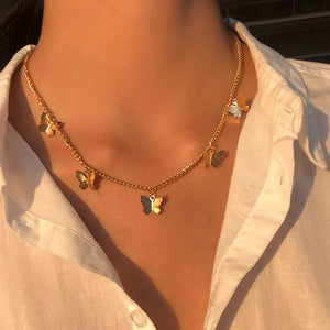 Vintage Multilayer Butterfly Necklace for Women Boho Jewelry Gift