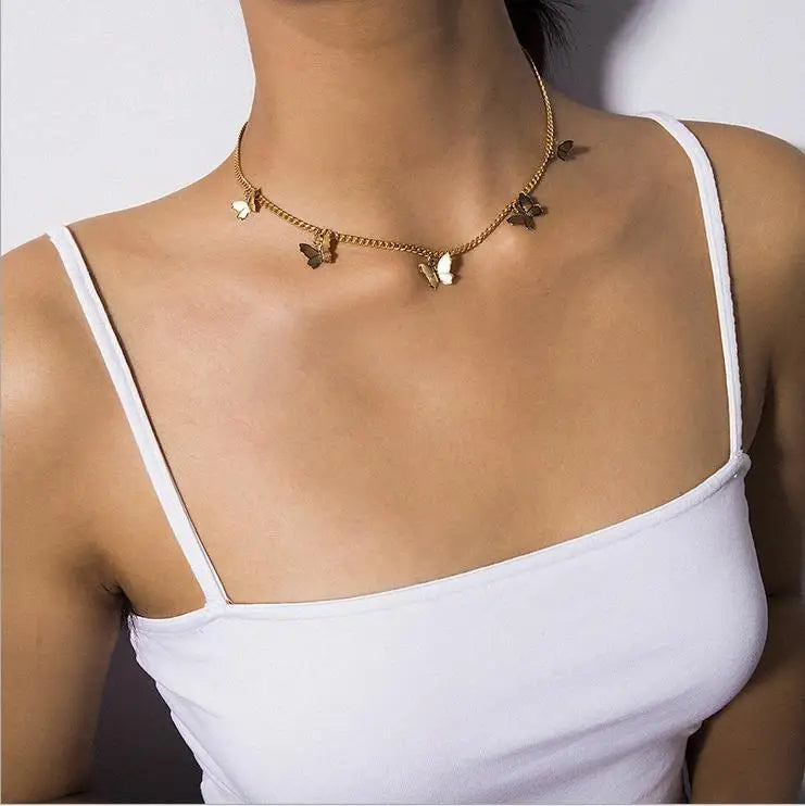 Vintage Multilayer Butterfly Necklace for Women Boho Jewelry Gift