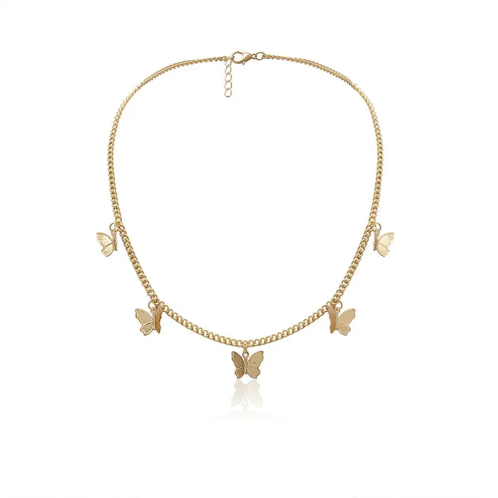 Vintage Multilayer Butterfly Necklace for Women Boho Jewelry Gift