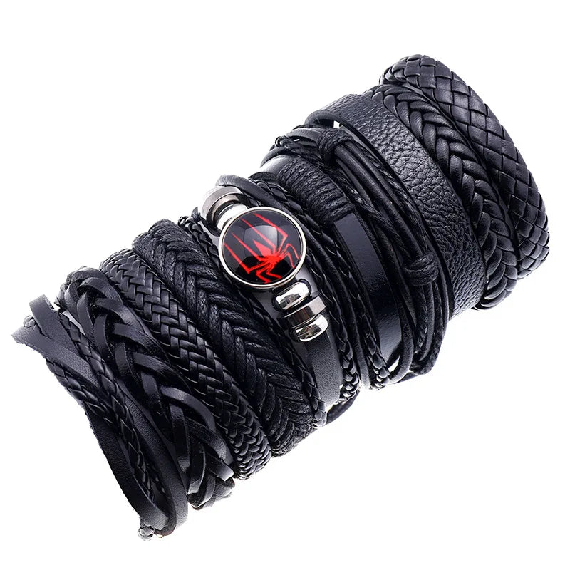 Vintage Leather Bracelet Set Men Women Wristbands Bangles Jewelry