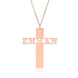 Vintage Stainless Steel Name Cross Necklace Jesus Pendant