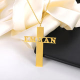 Vintage Stainless Steel Name Cross Necklace Jesus Pendant
