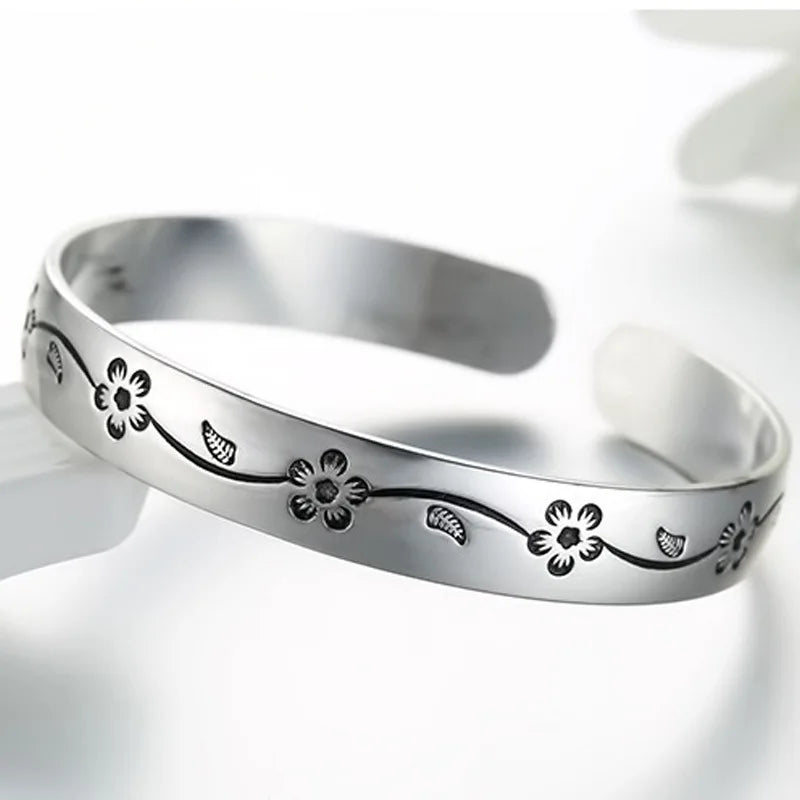 Vintage Plum Blossom Bangles for Men and Women