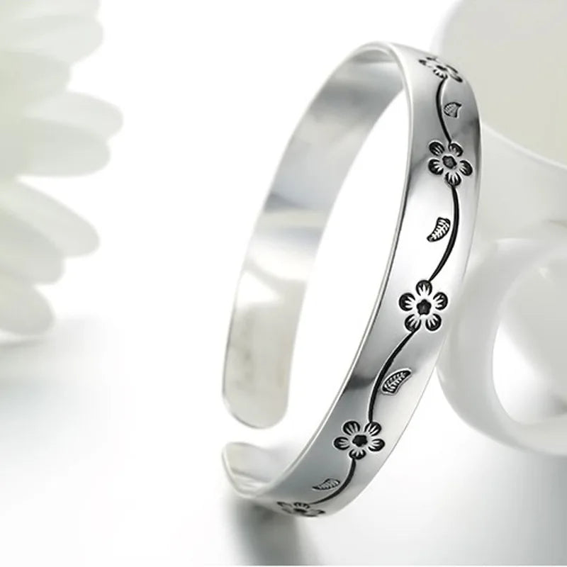 Vintage Plum Blossom Bangles for Men and Women