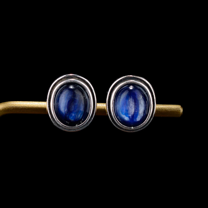 Vintage Natural Kyanite Stud Earring 925 Sterling Silver Jewelry
