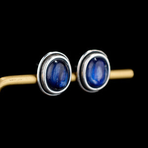 Vintage Natural Kyanite Stud Earring 925 Sterling Silver Jewelry