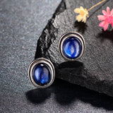 Vintage Natural Kyanite Stud Earring 925 Sterling Silver Jewelry