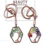 Vintage Crystal Gravel Tree Of Life Healthy Reiki Necklace