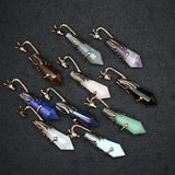 Vintage Crystal Pendant Hexagonal Healing Point Antique Copper Dragon