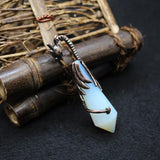 Vintage Crystal Pendant Hexagonal Healing Point Antique Copper Dragon