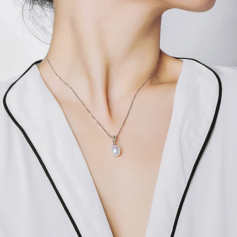 Vintage Freshwater Pearl Pendant, 925 Silver Necklace