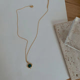 Vintage Green Agate Stone Pendant Choker Necklace for Women