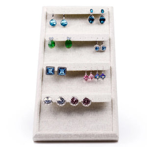 Vintage Linen Fabric 4-tier Ladder Display Stand Rack for Earrings Organizer