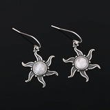 Vintage Moonstone Dangle Earrings 925 Silver Drop for Women
