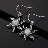Vintage Moonstone Dangle Earrings 925 Silver Drop for Women