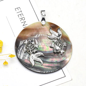 Vintage Mother of Pearl Shell Pendant Reiki Heal Fish for Jewelry Making