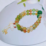 Vintage Green Agate Chalcedony Charm Beaded Strand Bracelet