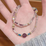 Vintage Natural Pearl Purple Crystal Stone Beaded Bracelet