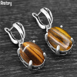 Vintage Natural Stone Claw Pendant Earrings