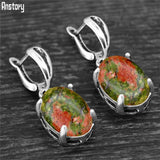 Vintage Natural Stone Claw Pendant Earrings